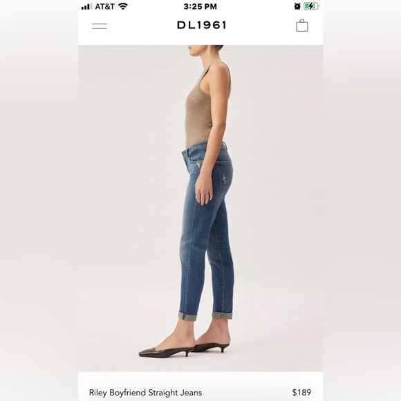 DL1961 Riley Boyfriend Cropped Straight Leg Jeans size 28 - Picture 3 of 13